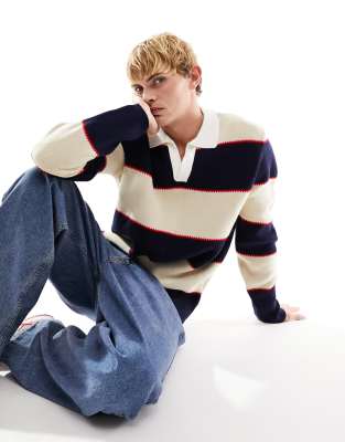 [ JEANS] Striped Rugby Sweater ★大人気★ 205190911-1-multi