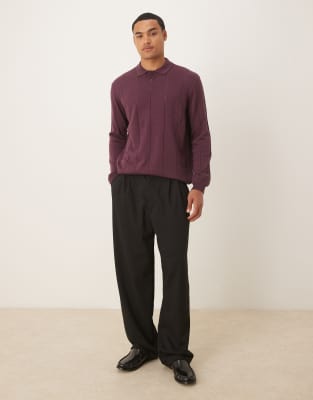 Asos Design Relaxed Knit Stripe Polo In Red