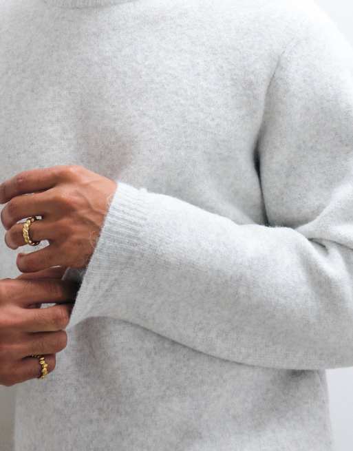 ASOS DESIGN relaxed knit sweater in gray heather, 3 of 5