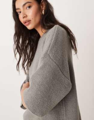 Asos Design Relaxed Knit T-shirt In Gray