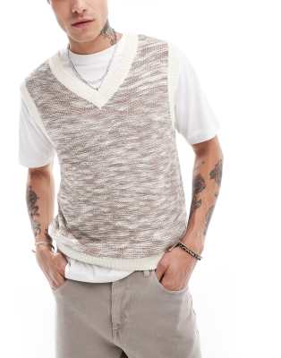 Asos Design Relaxed Knit Tank In Brown