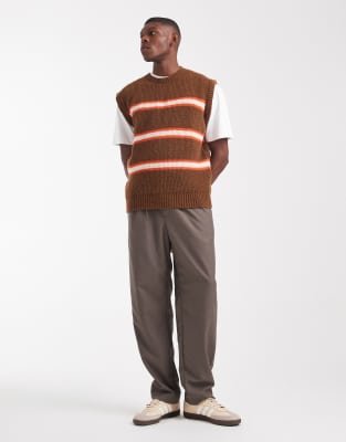 Asos Design Relaxed Knit Tank Top In Brown