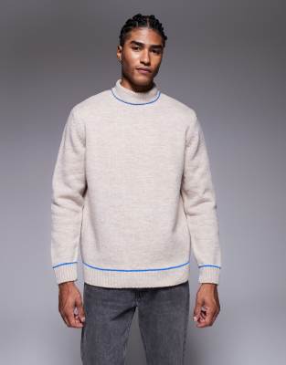 Asos Design Relaxed Knit Turtle Neck Sweater In White