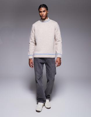 Asos Design Relaxed Knit Turtle Neck Sweater In White