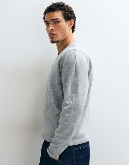 ASOS DESIGN relaxed knit v neck sweater in gray, 3 of 5