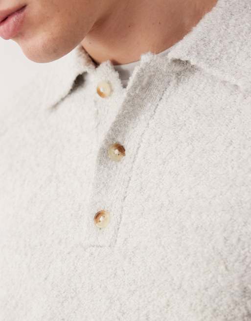 ASOS DESIGN relaxed knitted boucle polo in grey , 5 of 5