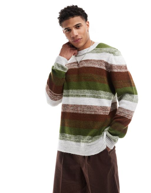 FhyzicsShops DESIGN relaxed knitted brushed jumper with space dye design