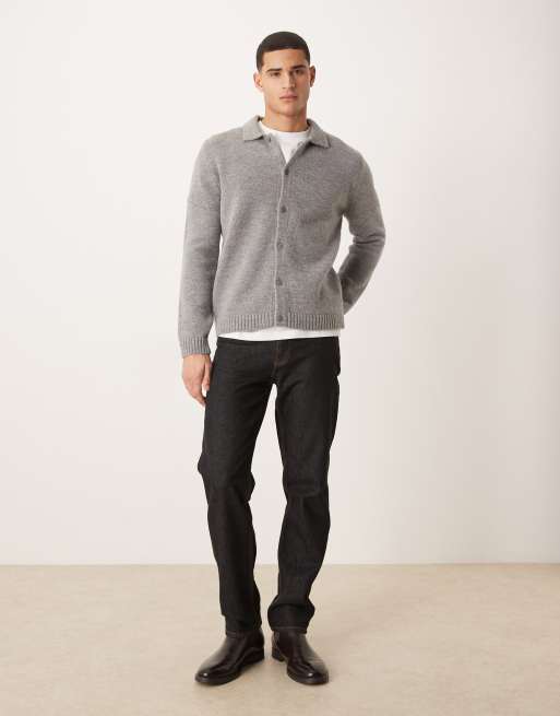 ASOS DESIGN relaxed knitted button through polo in grey, 2 of 5