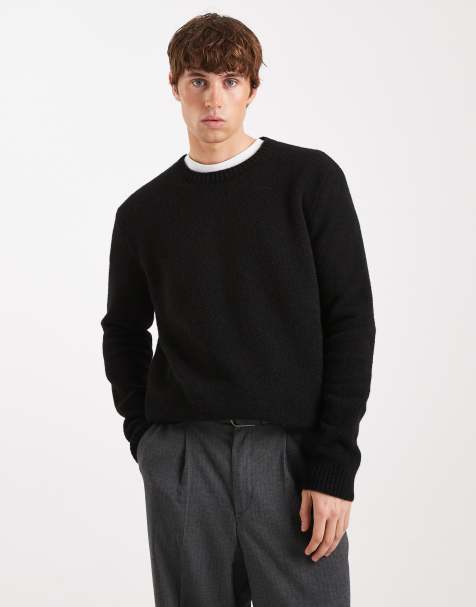 ASOS DESIGN relaxed knitted crew neck jumper in black