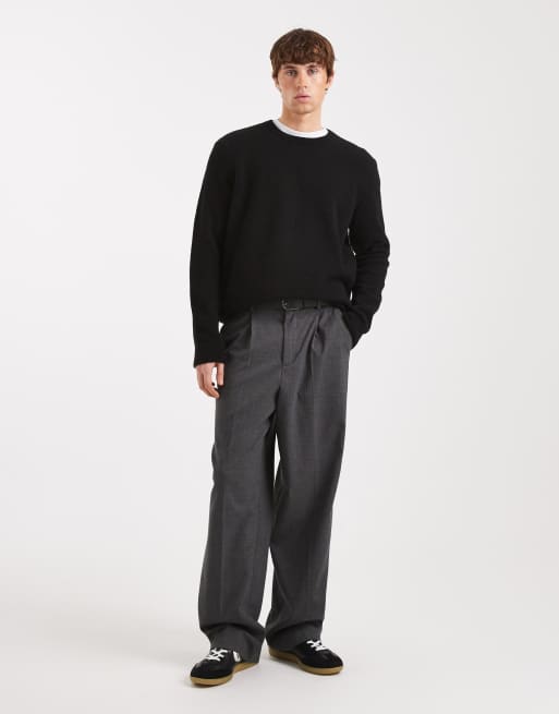 ASOS DESIGN relaxed knitted crew neck jumper in black, 2 of 5