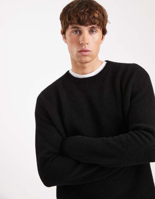 ASOS DESIGN relaxed knitted crew neck jumper in black, 5 of 5