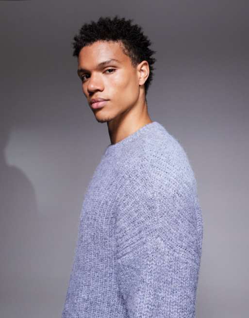 ASOS DESIGN relaxed knitted crew neck jumper in blue, 4 of 5