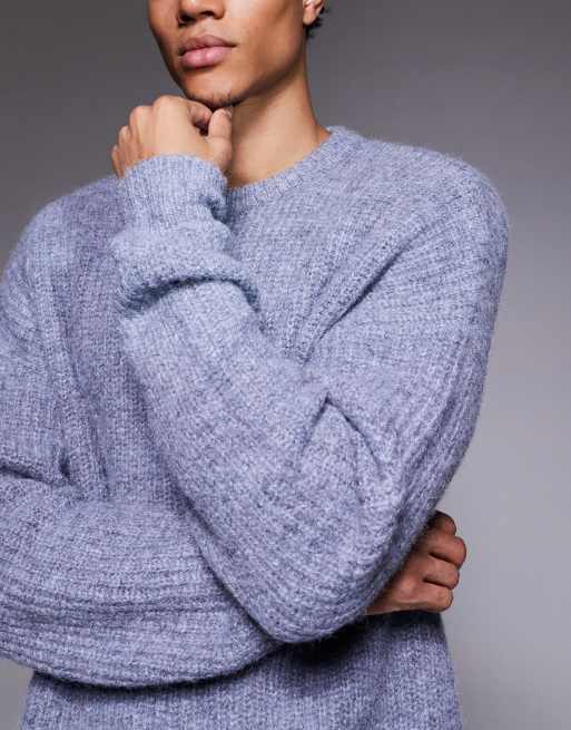 ASOS DESIGN relaxed knitted crew neck jumper in blue, 5 of 5