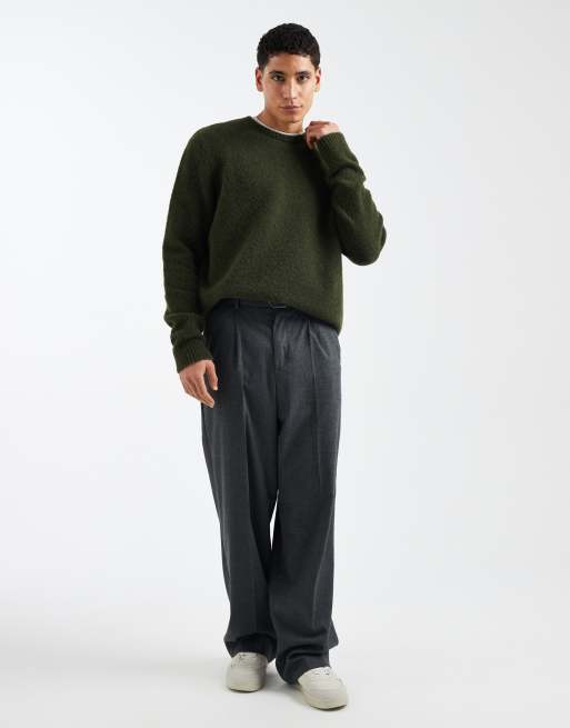 ASOS DESIGN relaxed knitted crew neck jumper in green, 2 of 5