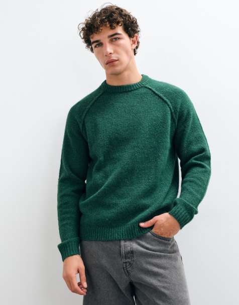 ASOS DESIGN relaxed knitted crew neck jumper in green - view 1