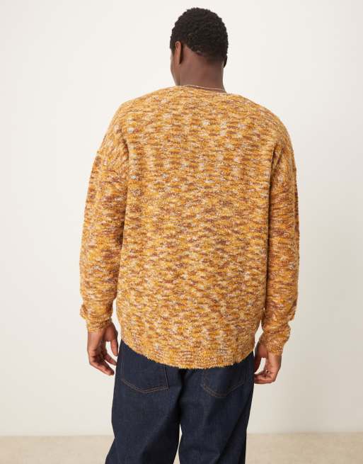 ASOS DESIGN relaxed knitted crew neck jumper in tan space dye ASOS