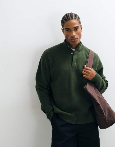 ASOS DESIGN relaxed knitted funnel in green - view 1
