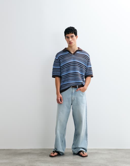 ASOS DESIGN relaxed knitted gradient notch polo in multi, 2 of 5