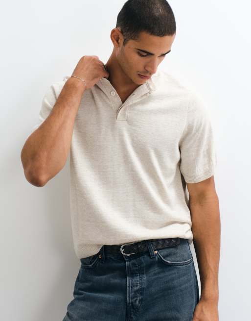 ASOS DESIGN relaxed knitted henley in ecru, 2 of 5