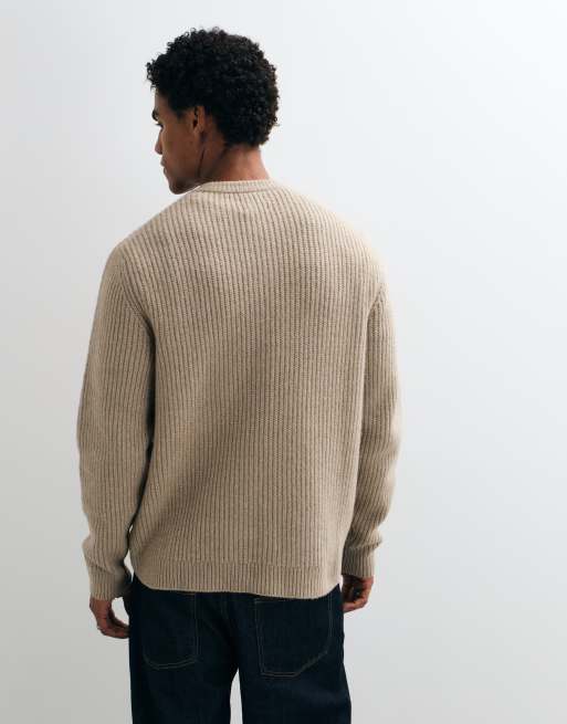 ASOS DESIGN relaxed knitted henley in stone, 5 of 9