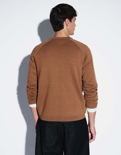 ASOS DESIGN relaxed knitted henley in taupe, 3 of 5