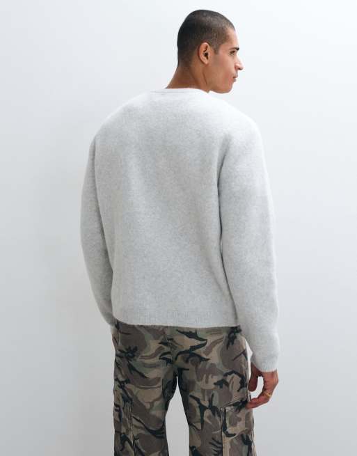 ASOS DESIGN relaxed knitted jumper in grey marl, 4 of 5
