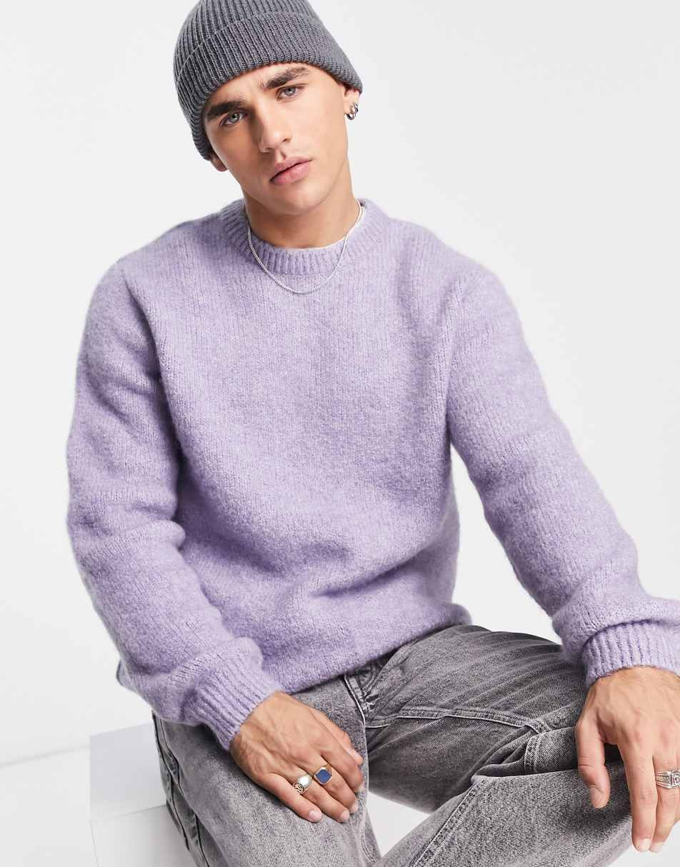 ASOS DESIGN relaxed knitted jumper in lilac