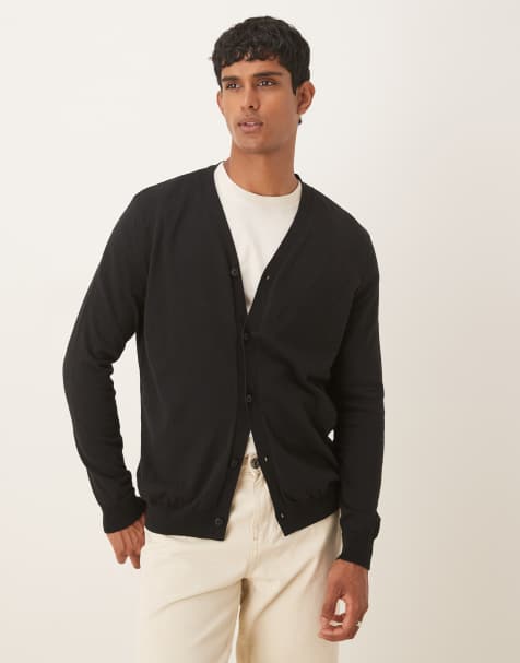 ASOS DESIGN relaxed knitted lightweight cardigan in black - view 1