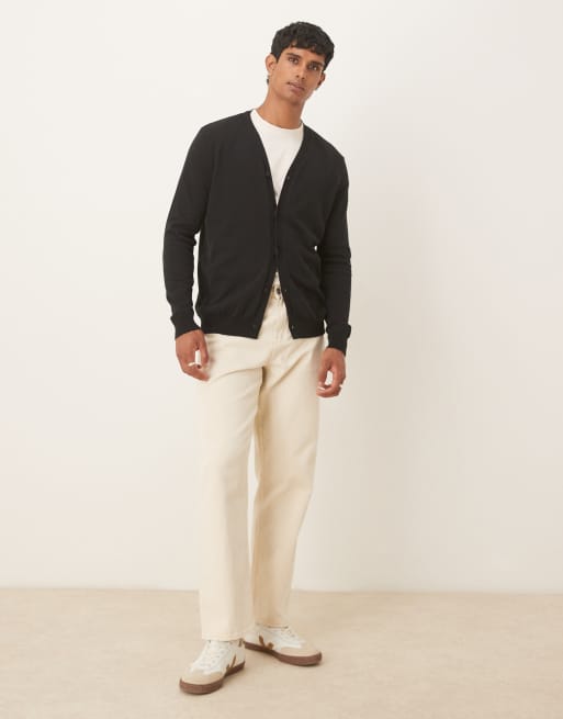 ASOS DESIGN relaxed knitted lightweight cardigan in black