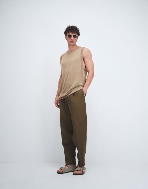  ASOS DESIGN relaxed knitted lightweight vest in beige, 2 of 5