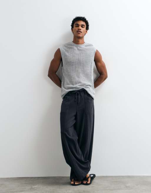 ASOS DESIGN relaxed knitted mesh tank in grey marl, 4 of 5
