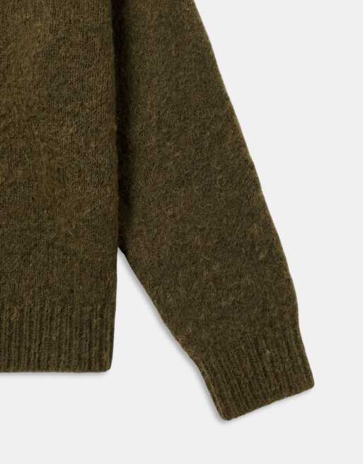 ASOS DESIGN relaxed knitted notch neck jumper in khaki, 9 of 9