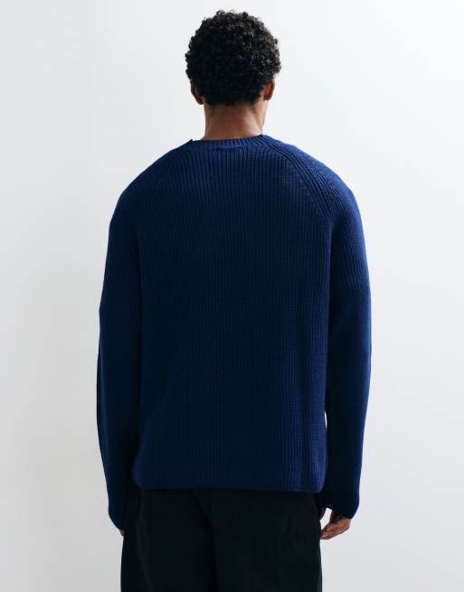 ASOS DESIGN relaxed knitted ribbed turtleneck sweater in blue, 5 of 5