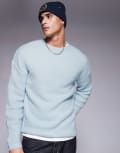 [ASOS DESIGN] ASOS DESIGN relaxed knitted textured jumper in light blue M Light blue