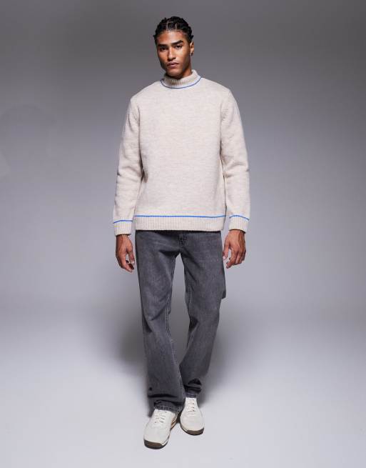 ASOS DESIGN relaxed knitted turtle neck jumper in ecru, 2 of 5