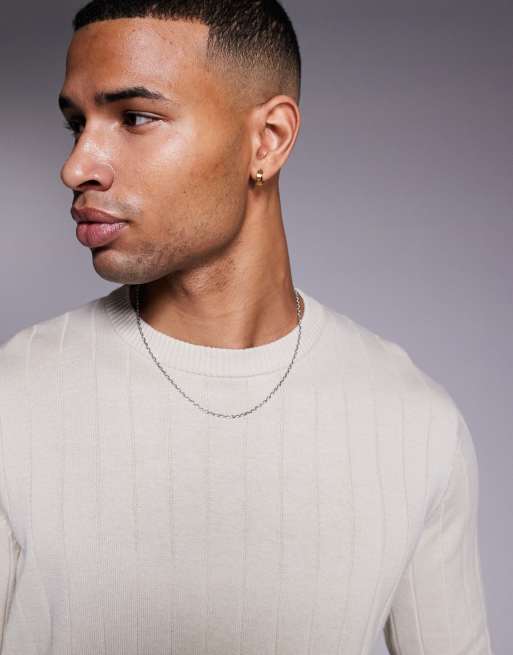 ASOS DESIGN relaxed knitted wide rib jumper in oatmeal ASOS