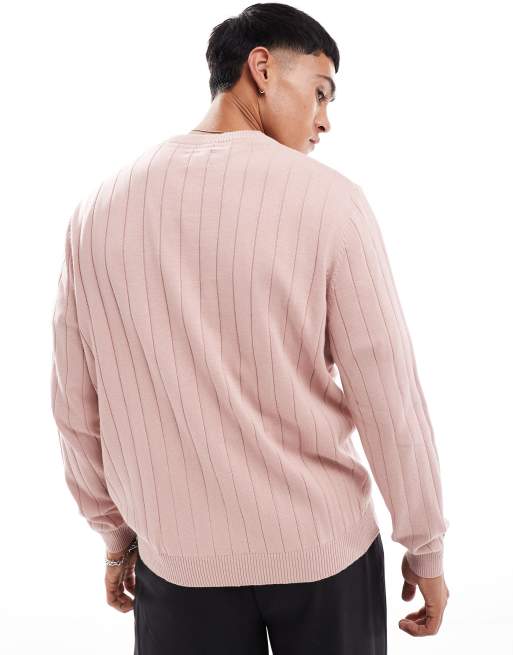 ASOS DESIGN relaxed knitted wide rib sweater in pink | ASOS