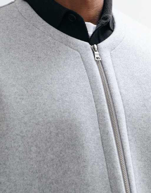 ASOS DESIGN relaxed koftmodell med dragkedja i strukturerat tyg i grått, 4 av 5