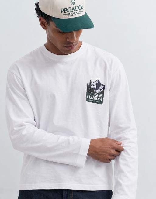 ASOS DESIGN relaxed langærmet T-shirt med landskabsprint i hvid, 10 af 10