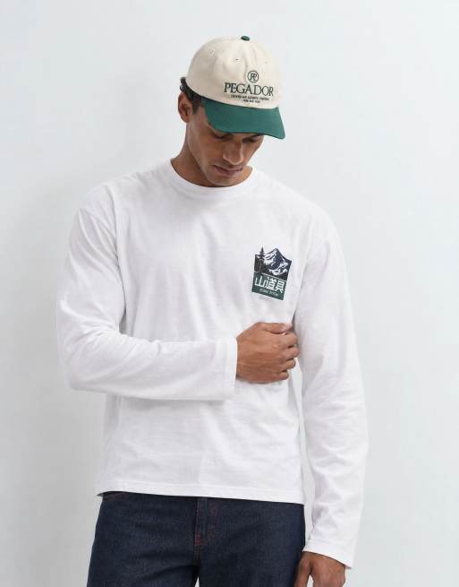 ASOS DESIGN relaxed langærmet T-shirt med landskabsprint i hvid, 7 af 10