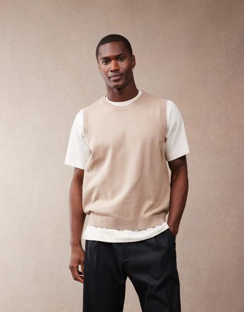 ASOS DESIGN relaxed lightweight cotton tank in stone - view 1