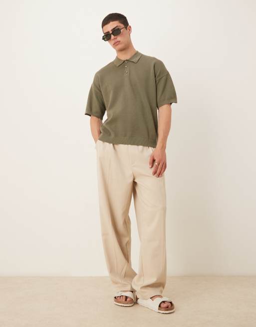 ASOS DESIGN relaxed lightweight knit cotton pique polo shirt