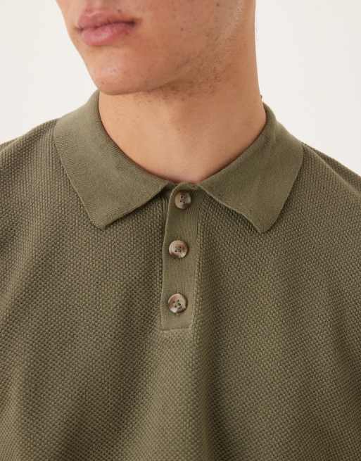 ASOS DESIGN relaxed lightweight knit cotton pique polo shirt