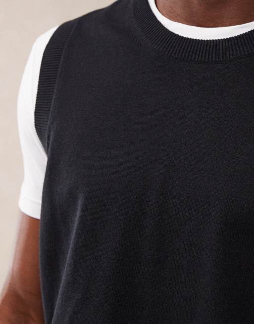 ASOS DESIGN relaxed lightweight knitted cotton tank in black, 2 of 4