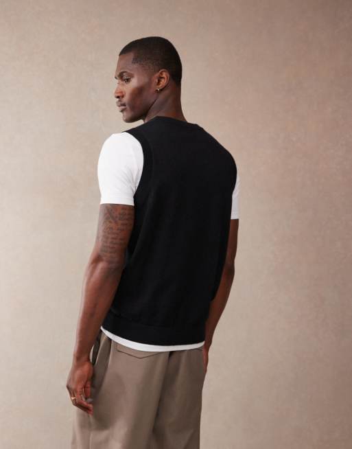 ASOS DESIGN relaxed lightweight knitted cotton tank in black, 4 of 4