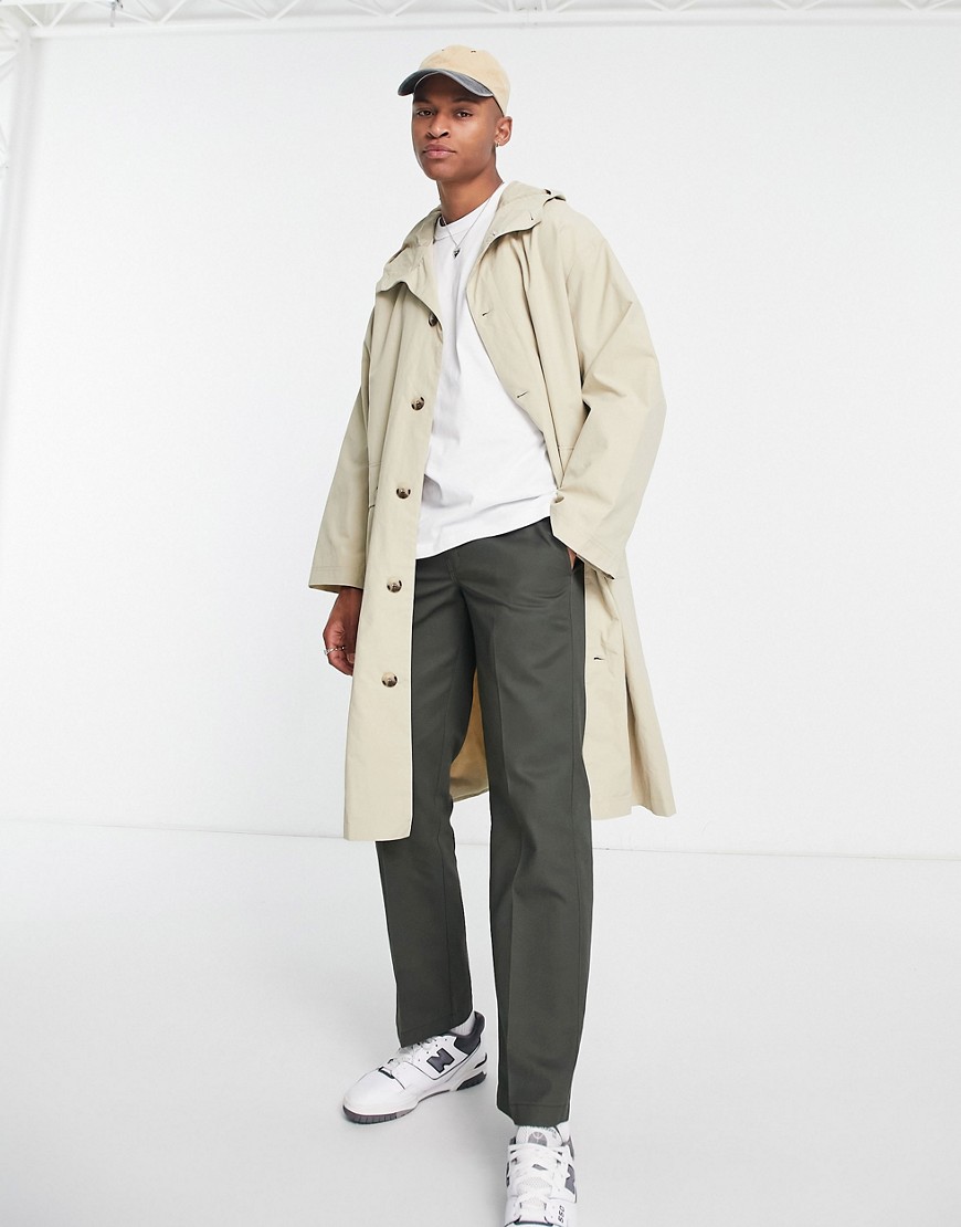 ASOS DESIGN relaxed lightweight parka in stone-Neutral