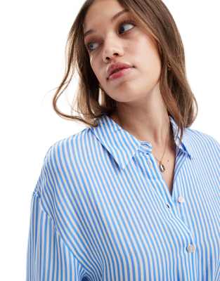 Asos Design Relaxed Linen Blend Shirt In Multi