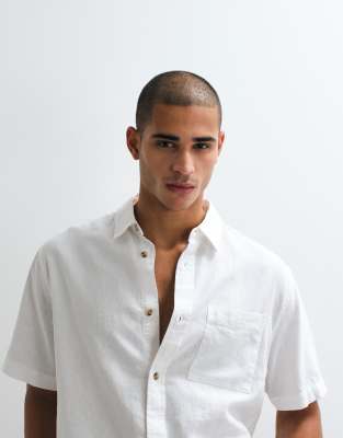 Asos Design Relaxed Linen Blend Shirt In White