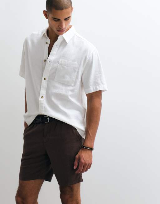 ASOS DESIGN relaxed linen-blend shirt in white, 4 of 5