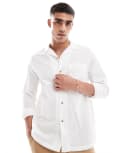 [ASOS DESIGN] ASOS DESIGN relaxed linen blend shirt with revere collar in white 2XS WHITE